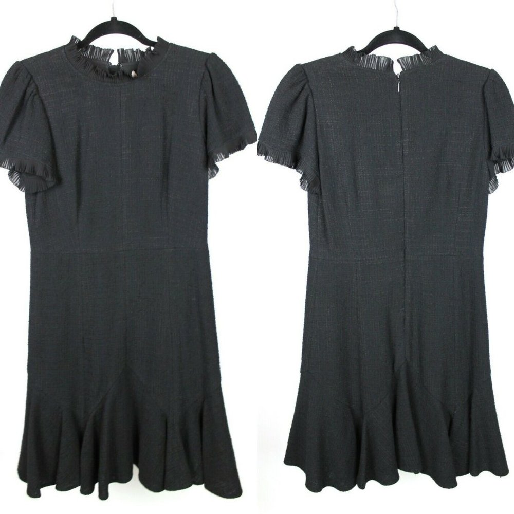 Rebecca Taylor Black Tweed Chiffon Dress NEW $495